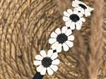 Diadeem - haarband - madeliefjes zwart -bloemen - bloemetjes