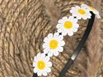 Diadeem - haarband - madeliefjes donkergeel -bloemen - bloemetjes