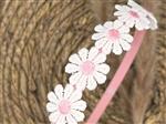 Diadeem - haarband - madeliefjes lichtroze -bloemen - bloemetjes