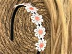 Diadeem - haarband - madeliefjes oranje/roze -bloemen - bloemetjes