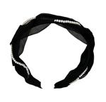 Diadeem - haarband van stof met parels - zwart met witte parels