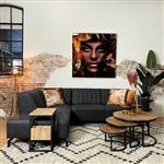 Hoekbank Lotte -  Zwart - 2,5 zits ottomane rechts