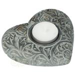 Hartvorm kaars- en wierookhouder zeepsteen grijs