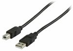 USB Kabel A Male - B Male rond 1.80 m zwart