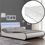 Bed Valencia met LED-verlichting incl. matras140x200 cm wit