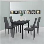 Eethoek eetkamerset Graz 5-delig tafel met stoelen donkergrijs