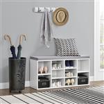 Schoenenkast 103x30x48 cm met zitkussen donkergrijs en wit