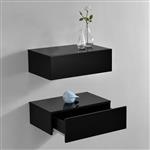 Wandplank met lade set van 2 zwevend 46x30x15 cm zwart glanzend