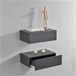 Wandplank met lade set van 2 zwevend 46x30x15 cm donkergrijs