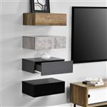 Wandplank met lade set van 4 zwevend beton hout grijs zwart