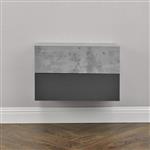 Wandplank met lade set van 2 zwevend betonkleurig donkergrijs