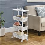 Keukentrolley kunststof met 3 manden 100x22x48 cm wit