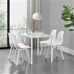 Eethoek Delft glazen eettafel met 4 stoelen wit