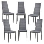Eetkamerstoel Italië 96x43x52 cm grijs stof metaal set van 6