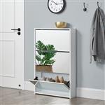 Schoenenkast met spiegels 3 vouwdeuren 102,5x63x17 wit