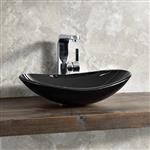 Wastafel wasbak waskom ovaal gehard glas 12 mm zwart