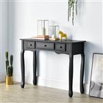 Console tafel sidetafel met 3 lades landelijk 100x35x78 cm zwart