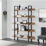Staand rek met planken boekenkast 171x120x28 zwart en hout