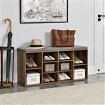 Schoenenkast 103x30x48 cm met zitkussen grijs en hout