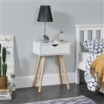 Bijzettafel met lade nachtkastje 60x40x29,5 cm wit en hout