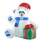 Verlichte ijsbeer opblaasbaar met kerstpakket 120x100x70 cm