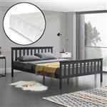 Houten bed Ede grenen met matras 180x200 cm donkergrijs