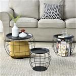 Bijzettafel salontafel set van 3 afneembaar tafelblad zwart