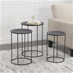 Salontafel rond set van 3 zwart 45xØ30 - 50xØ35 - 55xØ40 cm