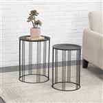 Bijzettafel set van 2 rond metaal 50xØ34/55 xØ40 cm zwart