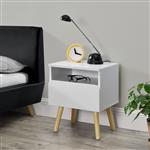 Nachtkastje Dargaville met lade 50x40x34 cm wit en hout