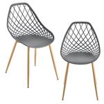 Eetkamerstoel set van 2 kunststof metaal grijs en beukenkleurig