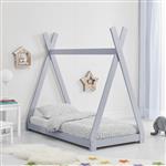 Kinderbed Tipi grenen met lattenbodem 80x160 cm lichtgrijs