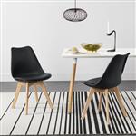 Eetkamerstoel Dubrovnik set van 2 kunstleer en beuken zwart