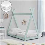Juniorbed Tipi kinderbed incl. matras 70x140 cm mint