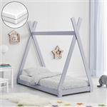 Juniorbed Tipi kinderbed incl. matras 80x160 cm lichtgrijs