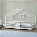 [en.casa] Kinderbed Knätten huisbed met uitvalbeveiliging 70x140 wit