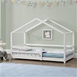 [en.casa] Kinderbed Knätten huisbed met uitvalbeveiliging 90x200 cm wit