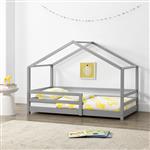 [en.casa] Kinderbed Knätten met uitvalbeveiliging 80x160 cm lichtgrijs