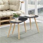 Salontafel Langesund set van 2 MDF donkergrijs en hout