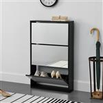 Schoenenkast met spiegels 3 vouwdeuren 102,5x63x17 cm zwart