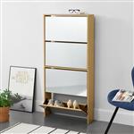 Schoenenkast met spiegels 4 vouwdeuren 134x63x17 cm beuken