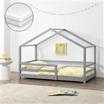 Kinderbed Knätten grenen met matras 70x140 cm lichtgrijs