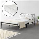 Metalen bedframe Hanko zwart met matras 160x200 cm