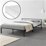 Metalen bed Zeus met bedbodem en matras 160x200 cm zwart
