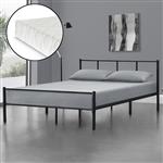 Metalen bed Laos met bedbodem en matras zwart 160x200 cm