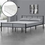 Metalen bed Laos met bedbodem en matras zwart 180x200 cm