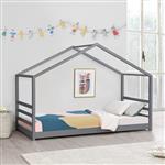 Kinderbed huisbed met bedbodem 90x200 cm donkergrijs
