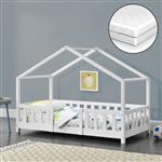 Kinderbed Treviolo met uitvalbeveiliging en matras 80x160 wit