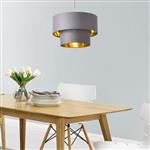 Design hanglamp Lopar metaal en stof E27 Ø30 grijs en goud