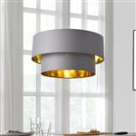 Design hanglamp Lopar metaal en stof E27 Ø40 grijs en goud